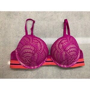 Victoria's Secret Very Sexy Push-Up Pigeonnant Bra Pink Lace Underwire